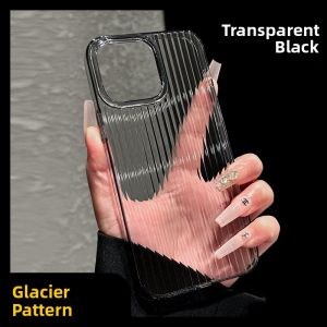 DAIMANG | Non-Yellowing Hard Shell Transparent Striped Phone Case for iPhone 15 Pro Max iPhone 14 Pro iPhone 13 Slim Large Hole