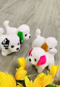 Chó bông xù cún con biết đi chó biết sủa vẫy đuôi đồ chơi trẻ em siêu cute