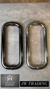 SUS 304 Stainless Steel C Handle Glass Swing Door 300mm/275mm  (Polished Mirror / Titanium Black) Bathroom/Office Door