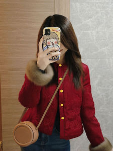 QFN | Retro Chinese Style Red Plush Patchwork Jacket