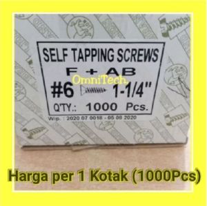 Sekrup Tap Tapping Screw FAB FH Kepala Rata (+) Moon Lion 6x1-1/4" 6 x 1-1/4" ( 6x3cm ) 3cm 3 cm