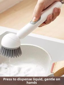 Loolecondera | Liquid Dispensing Rotating Brush Long Handle Pot Cleaner