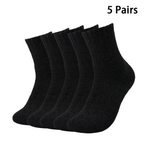 5 Pairs Autumn Winter Fleece-lined Thick Wool Warm Socks Home Floor Socks Outdoor Ski Socks Mountaineering Socks