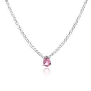 Luxury Tennis Chain Colored Yellow Pink Waterdrop Square Heart CZ Pendant Necklace Zircon Chocker Short Statement Collar Jewelry