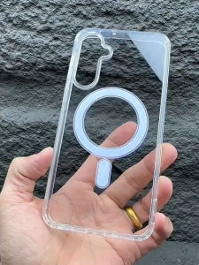 Samsung Galaxy S25 Ultra Magsafe Casing untuk Samsung A06 4G A56 5G A16 A26 A36 S24 Ultra S24 Plus S25Ultra Penutup Casing Transparan Pengisian Daya Nirkabel Magnetik
