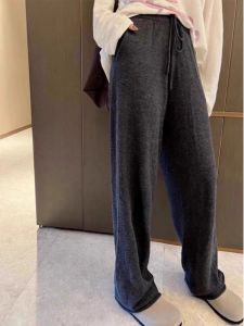 High Waist Loose Casual Pants Grey Wide Leg Pants Womens Comfortable Straight Cut Spring Autumn Seasonal Fashion Trousers