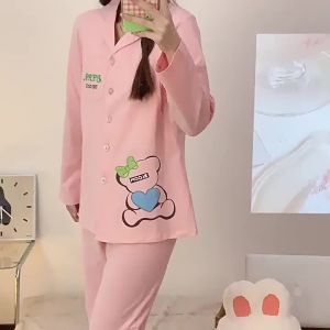 <1125> ชุดเก็บตัวผ้าฝ้ายแท้สำหรับฤดูใบไม้ผลิและฤดูใบไม้ร่วงชุดนอนแขนยาวศูนย์กักขังพยาบาลผ้าฝ้ายสำหรับหญิงตั้งครรภ์ชุดให้นมบุตรหลังคลอดบริการที่บ้าน