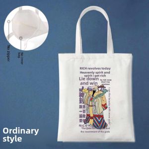 Original Om Namu Canvas Tote Bag Customizable with Good Luck Text Handbag for Daily Use Soft Juvenile Shoulder Bag