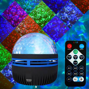 LED Projector with Remote Control Color Changing Projection Light Starry Sky Water Ripple Night Light Ambient Room NightLights