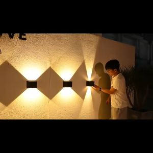 Solar Lights Outdoor LED Wall Lamp Waterproof 3 Solar Panel Lighting Down Up Garden Fence Corridor Stair Decoration Lamp