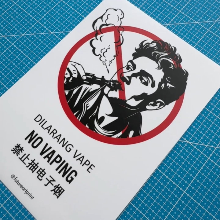 No Vaping. Dilarang Vape. . E-Cigarette. Premium Sticker Prohibition  Sign. Prohibited Label Notice Signage. Laminated Waterproof Scratch  Resistant. Suitable for Indoor and Outdoor. Retro Special ...