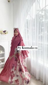 Humaira99 Gamis Syari Muslim Dress Hijab Muslimah Atasan Wanita Longdress Busui Terbaru Terlaris Pesta Lebaran Ceruti Abstrak Bunga Babidol Kumala12