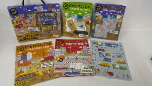Construction Trucks Activity Case Book Gift Set With 4 Activity Books & Bubble Stickers For Kids BOXSET