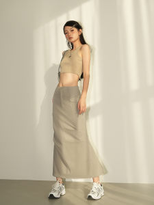 American Style Workwear Mini Skirt Women Summer Casual Drape High Waist Pleated Slimming Fish Tail Split Long Skirt