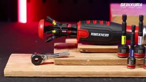 Geinxurn Ratchet Screwdriver Handles with Mixed Bits and Bit Holder Nut Drivers Mini Wrench Sockets 1/4" for DIY