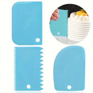 3pcs Cake Scraper Smoother Set Cake Icing Smoother Tool For Cake DecorationPlastic Dough Scraper Multifunctional Kitchen Tools