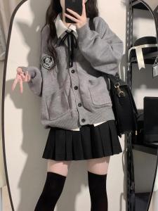 Autumn and Winter New Arrival Japanese Style Sweet JK Uniform Sweater Preppy Style Knitting Cardigan Long Sleeves Loose Versatile Coat Tide