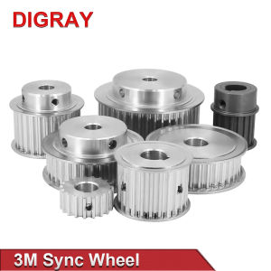 DIGRAY 3M Synchronous Pulley Aluminum Alloy Synchronous Pulley Motor Pulley 16 /20/24/30/32/36/38/ 40 Teeth Slot Width 16mm