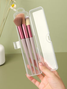 Portable Makeup Brush Storage Box Dustproof Cover Blush Eyeshadow Brush Organizer Box Travel Outdoors Rectangle PP Material