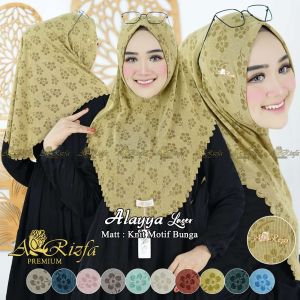 alayya laser arrizfa jilbab instan bergo Malay knit motif premium