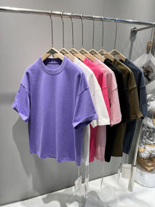 High Grammage 100% Cotton Summer Mens Short Sleeve T-Shirt Wide Fit round Neck Outdoor Wear Base Layer for All Seasons