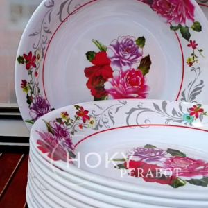 12 PCS PIRING MAKAN 23CM MELAMIN SNI MOTIF TERLARIS