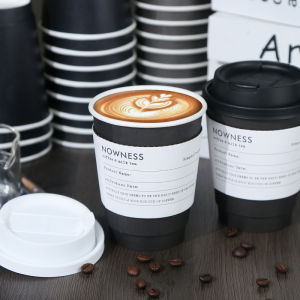 One-Time Coffee Cup Hot Drink Disposable Paper Cup Thickened with Lid Coffee Cup High-End Exquisite Hot Drinks Cup Paper Cup