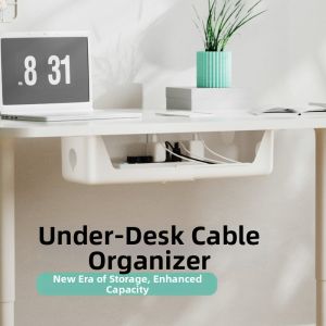 Adjustable No-drilling Wire Organizer Tray for Computer Desks