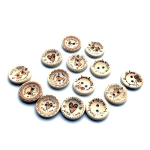 100PCS 20mm 8 Styles Hand-Carved Exquisite 2-Hole Love Pattern DIY Wooden Buttons Suitable For Sewing Accessories For Clothes