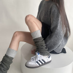 สีเทาเข้ม ถัก ถุงเท้าถึงกลางน่อง ถุงเท้าพร้อม ซิป ฝาครอบขา Y2k Millennium เซ็กซี่ ผู้หญิง ฤดูใบไม้ร่วง ฤดูหนาว ขนสัตว์ ถุงน่อง