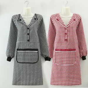 Fashionable Pure Cotton Apron Womens Home Kitchen Oil Resistant Waistcoat Work Uniform Inverted Coat for Adults Korean Style