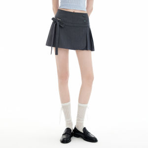 unifree | Slim Fitting A-Line Bowknot Grey Skirt