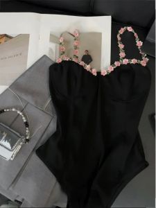 Sweet Lace Trim Camisole Bodysuit Womens Slim Fit Inner Wear Casual Versatile Large Size 300 PoundsMM Chinese Brandless