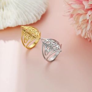 Skyrim Witchcraft Witch Knot Ring Stainless Steel Finger Rings Wicca Triquetra Celtics Knot Amulet Protection Jewelry Women Men