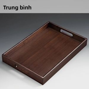 Khay Phục Vụ Bằng Gỗ Chắc Chắn Có Tay Cầm Tre Thân Thiện Với Môi Trường Bữa Tối Hình Chữ Nhật Bánh Mì Đĩa Thức Ăn Trái Cây Phong Cách Cổ Điển Cho Bữa Ăn Khách Sạn Cà Phê