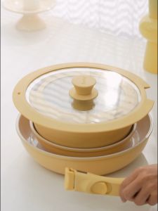 Redchef Nonstick Ceramic Rock  Cookware Set Handle Removable (8Pcs) Non Toxic PFAS& PTFE& PFOA Free Suitable for All Stoves(Gas Electric & Induction)