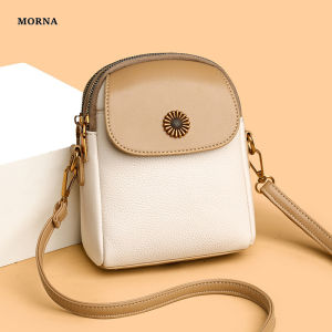 MORNA Retro Solid Color Womens Crossbody Bag Fashionable Flip Large Capacity Double-layer Shoulder Bag High-quality PUleather Handbag
