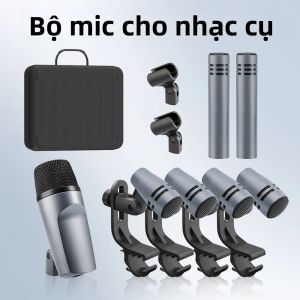 Bộ Micro Trống 7 Món E608 - Micro Cho Trống Bass Trống Snare Trống Tom & Cymbal Dùng Cho Phòng Thu Và Biểu Diễn Trực Tiếp Micro Động Có Dây