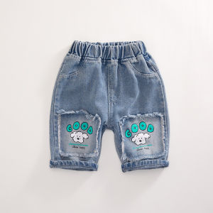 กางเกงยีนส์เด็กผ้าฝ้ายบางลำลองฤดูใบไม้ผลิและฤดูใบไม้ร่วงสำหรับเด็กชายและเด็กหญิง กางเกงขายาวลำลองสำหรับเด็กอายุ 1-6 ปี