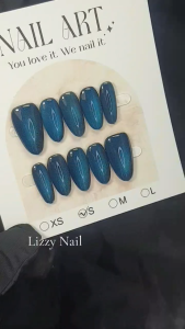 Lizzy Nail 113 | Nailbox Móng Úp Mắt Mèo Lá Ngọc | Set 10 Móng Giả Press On Nails Dự Tiệc Đám Cưới Kỷ Yếu