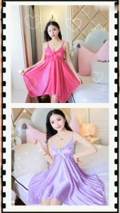 Váy Ngủ 💖  Đầm ngủ hai dây nơ trước siêu xinh N1318 💖 💖 💖