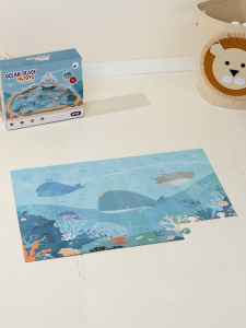 【จัดส่งจากกรุงเทพฯ】ของเล่นไม้เพื่อการศึกษาสำหรับเด็ก ธีมมหาสมุทร รางไม้ ชุดรถไฟไฟฟ้าสำหรับตกปลาทะเลลึก เด็กชาย เด็กหญิง