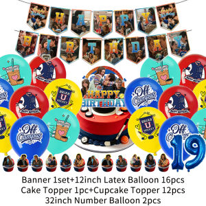 Potdemiel | Off Campus Movie Happy Birthday Party Decoration Background Supplies Balloon Set Cake Toppers Bunting Banner Teenager Gifts Prop