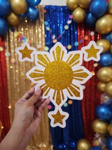 Glittered Philippine Sun and Three Stars Cutout Decoration for Birthday Party