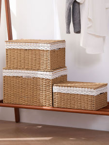 Dustproof Storage Box with Cover for Books Toys Clothes Organizer Cabinet Grid Box Snack Storage Bin Japanese Style Paper Material