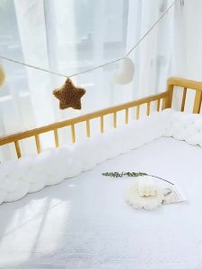 Braided Crib Bumper Cotton Knot Pillow Crib Protector Baby Decoration Room 4 Knotted 1M/2M/3M Baby Bed Bumper