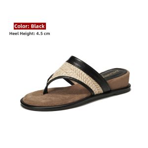 MIFEI | Genuine Leather High-Heeled Flip Flops