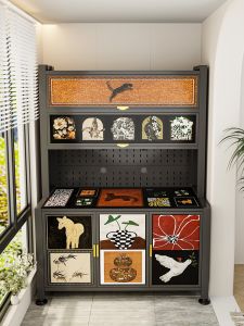 Multifunctional Kitchen Storage Cabinet Iron Art with Tray Multi-layer Waterproof Sun-protected Balcony Home Storage Furniture