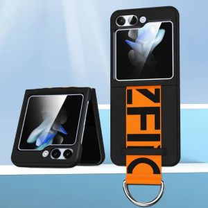 Phone Case for Samsung Galaxy Z Flip 6 5 4 3 Flip6 Flip5 Flip4 Flip3 Fall Prevention Shockproof Cover Wrist Strap Ring