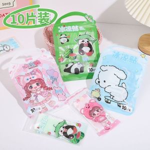 Cartoon Ice Cooling Stickers 10 Pieces Portable Summer Physical Cooling Patches for Student Military Training And Mobile Phone Heat Dissipation